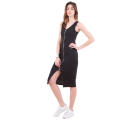 Robe Zipper Noir Simple Long Dress